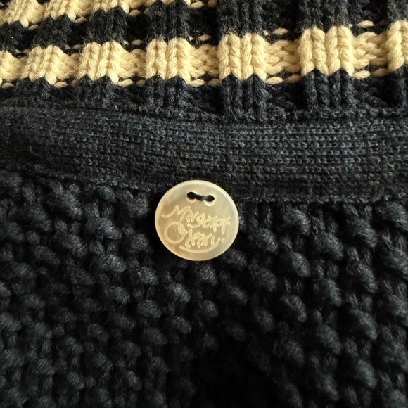 MARGARET O'LEARY 100% Cotton Varsity Stripe Long Open Cardigan L - Picture 8 of 9